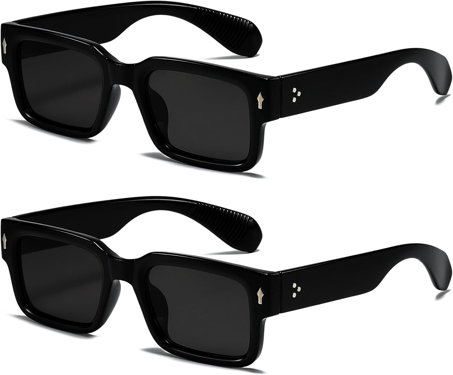 

Солнцезащитные очки EYLRIM в квадратной оправе для женщин и мужчин, модные массивные прямоугольные солнцезащитные очки черного цвета с защитой от УФ-излучения UV400, 2 Pack (Black/Grey+black/Grey)