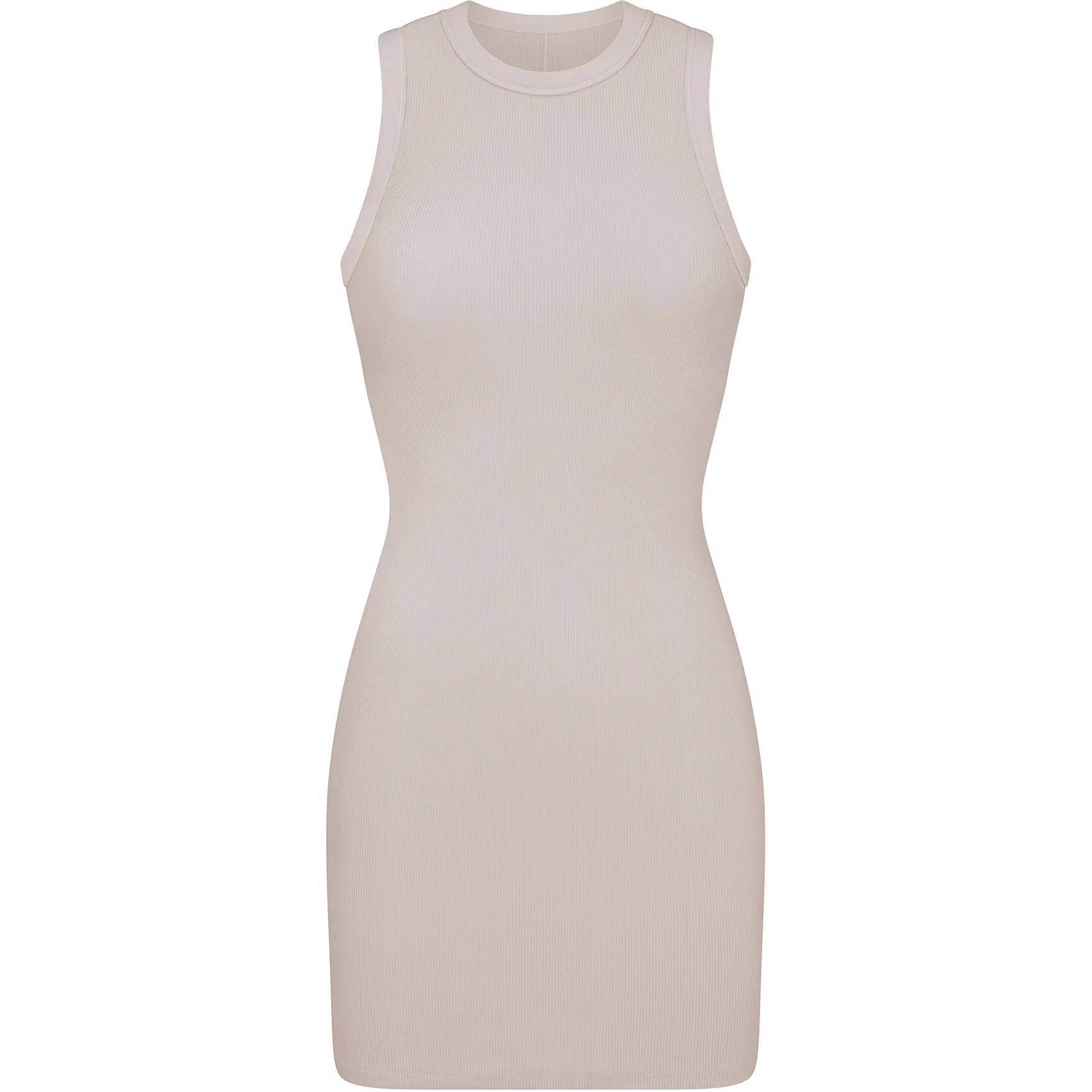 

Купальник SKIMS SS24 COTTON RIB TANK DRESS без рукавов женский каменного цвета