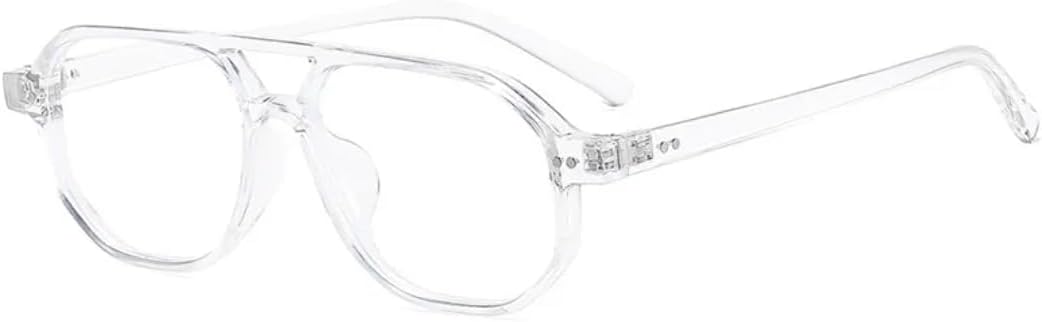 

Винтажные женские солнцезащитные очки с двойной перемычкой, модные мужские солнцезащитные очки с заклепками, прозрачные линзы, защита от УФ-излучения UV400 SZVVBKK, Transparent Clear