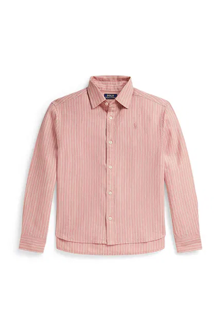 Рубашка из льна с хлопком Polo Ralph Lauren, розовый