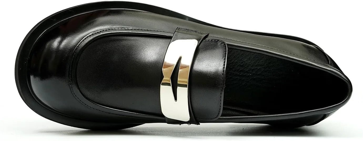 Мужские слипоны Santimon Loafers, формальные лоферы Penny, модные натуральные кожаные с квадратным носком, туфли для выпускного, смокинга, свадьбы, делового и повседневного ношения, легкие туфли для костюма, черный — фото 3