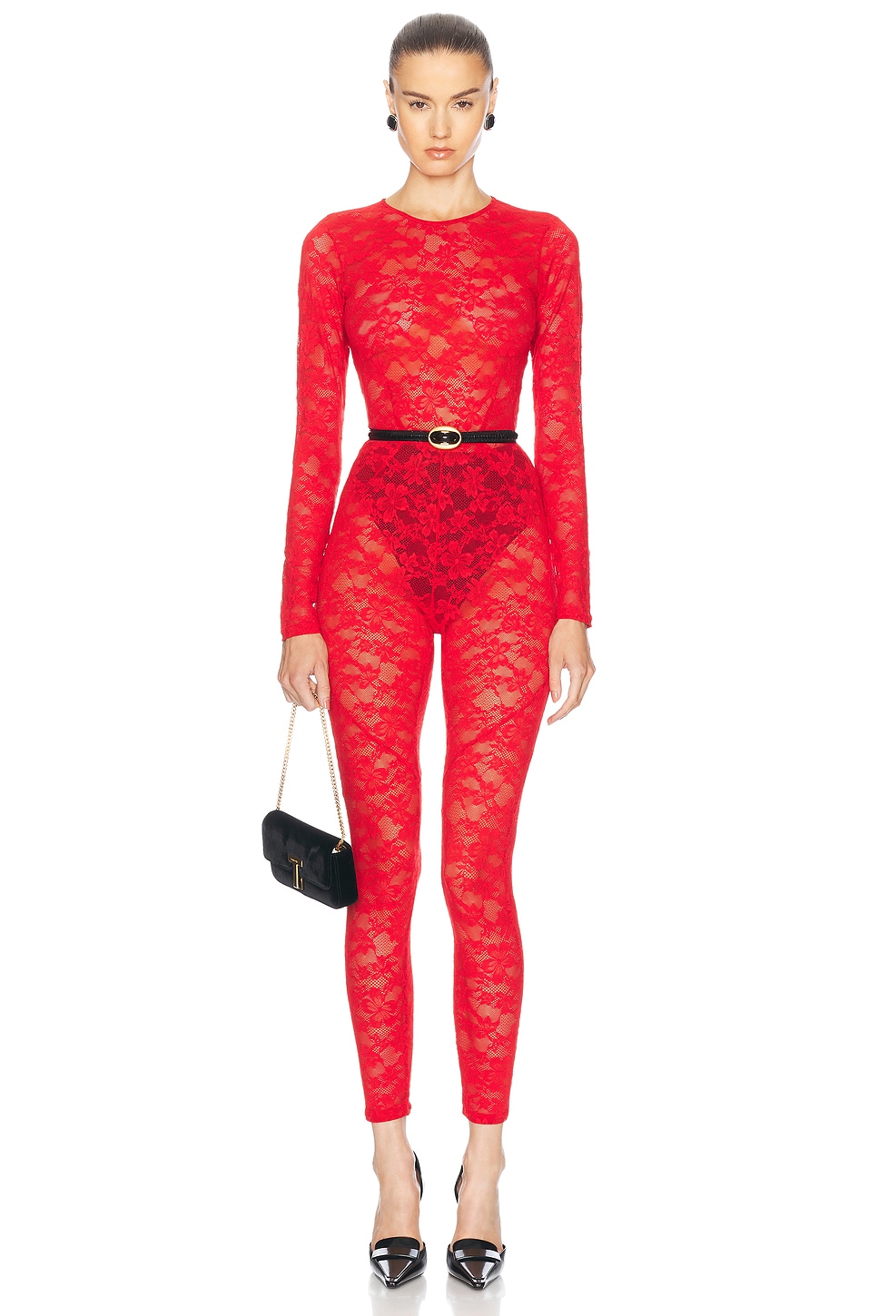 

Комбинезон из эластичного кружева fleur du mal, цвет Rouge