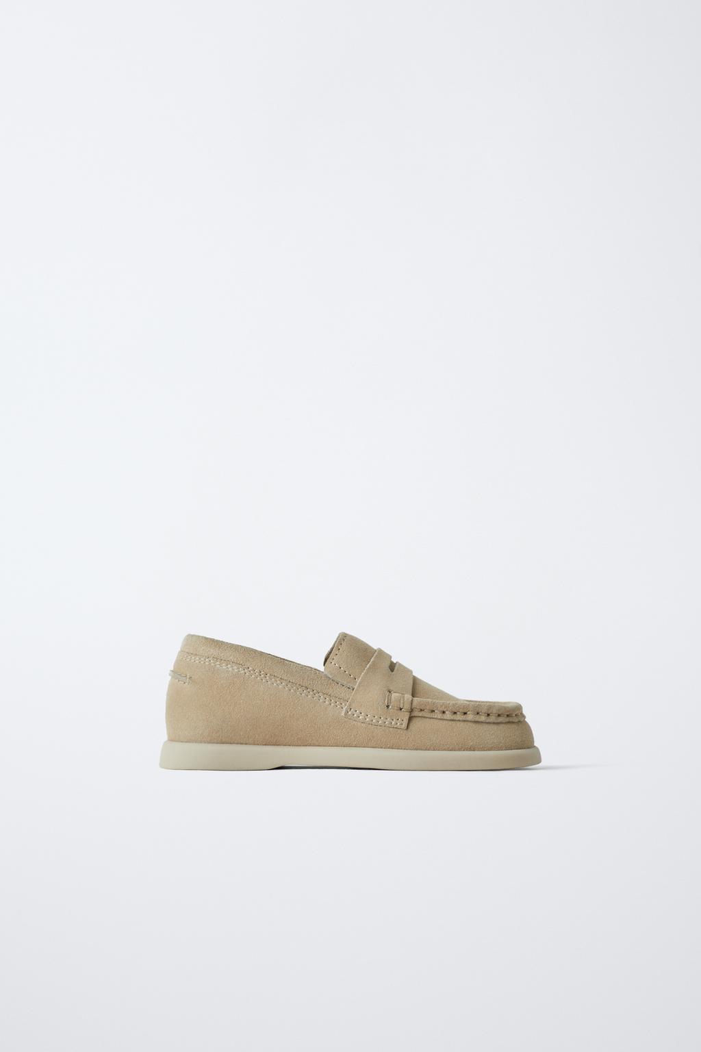 

Кожаные мокасины за пенни ZARA, цвет Sand Brown