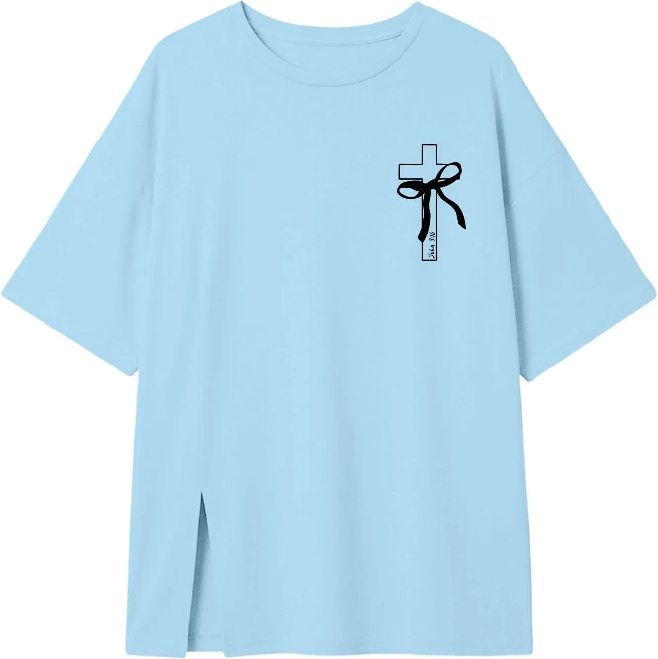 Детская футболка оверсайз с разрезом по бокам, Generic, Z1-light Blue — фото 4