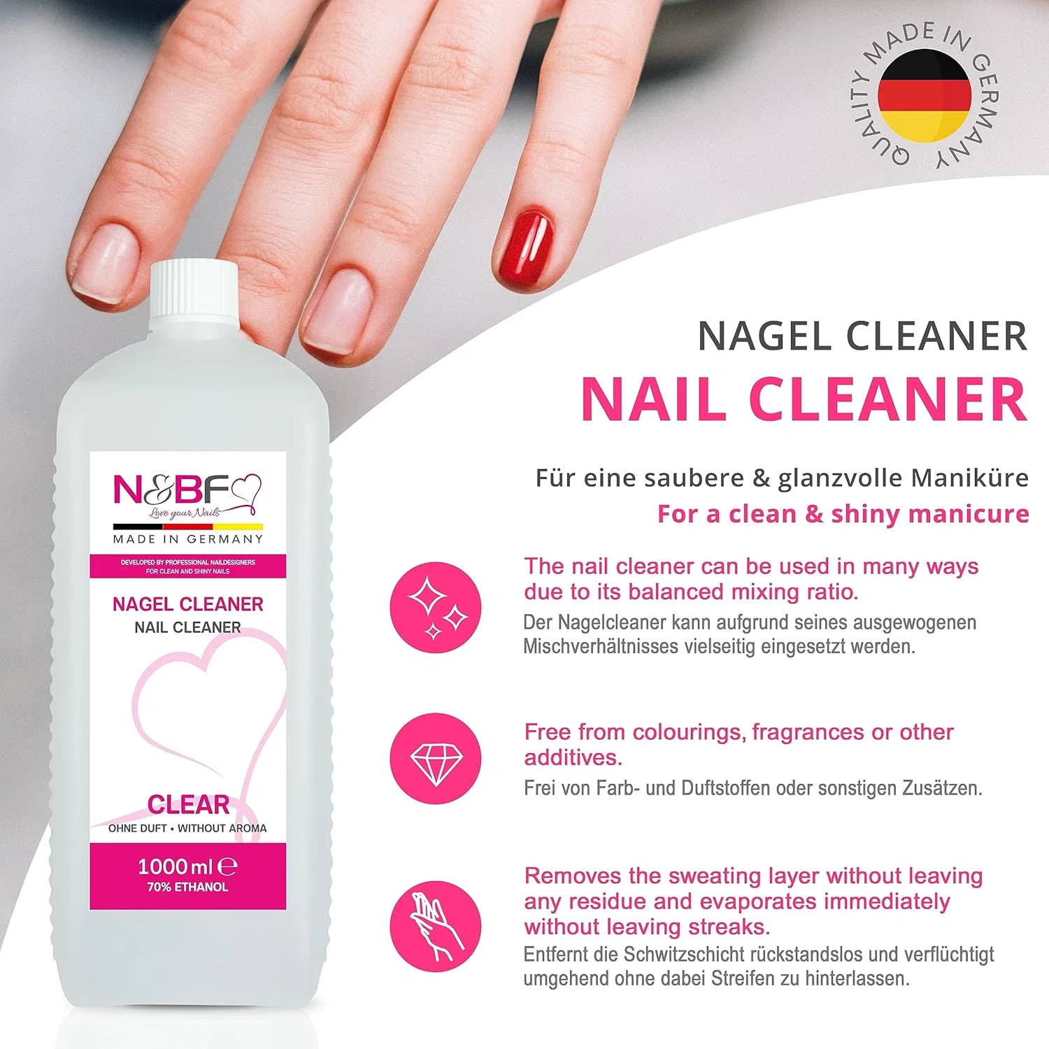 Набор Nails Factory N&BF All for One: очиститель для ногтей 1000 мл, дозатор и 1000 целлюлозных салфеток N&Bf — фото 2