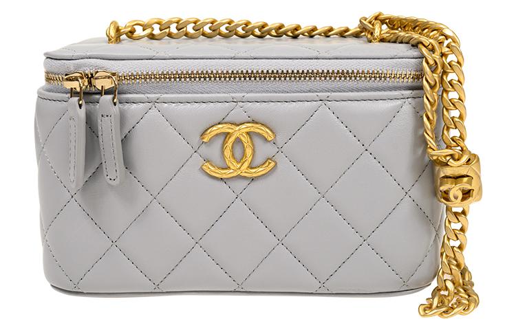 

Сумка-коробка из овчины, косметичка, сумка через плечо, женская серая CHANEL