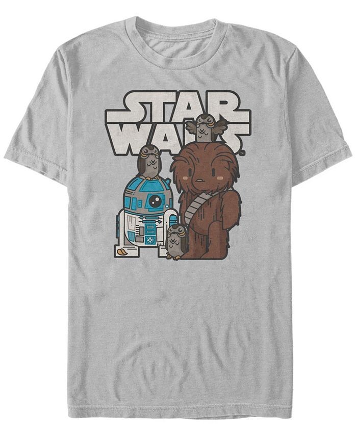 

Мужская футболка с короткими рукавами и милым рисунком Chewie R2-D2 Porg Friends «Звездные войны» Fifth Sun, серебро