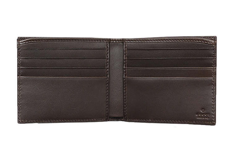 Бумажник из кожи с канвасом мужской Ebony/Brown GUCCI — фото 2