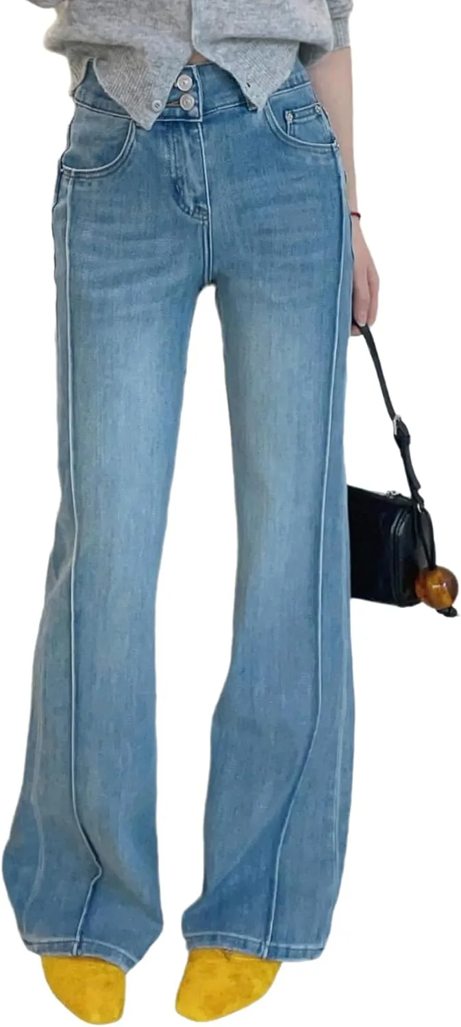 

Женские джинсы-клеш с высокой талией bootcut QLAUYIOE