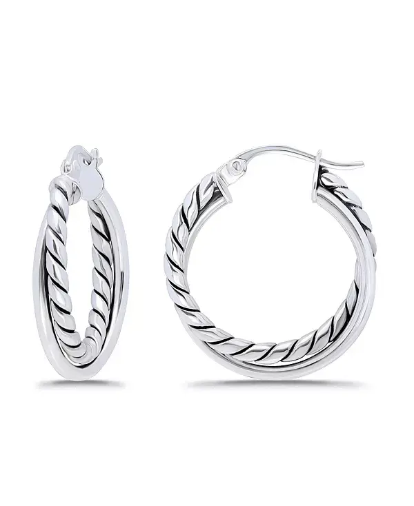 

Серьги-Кольца с застежкой-кнопкой из окисленной полированной трубки Macy'S, silver