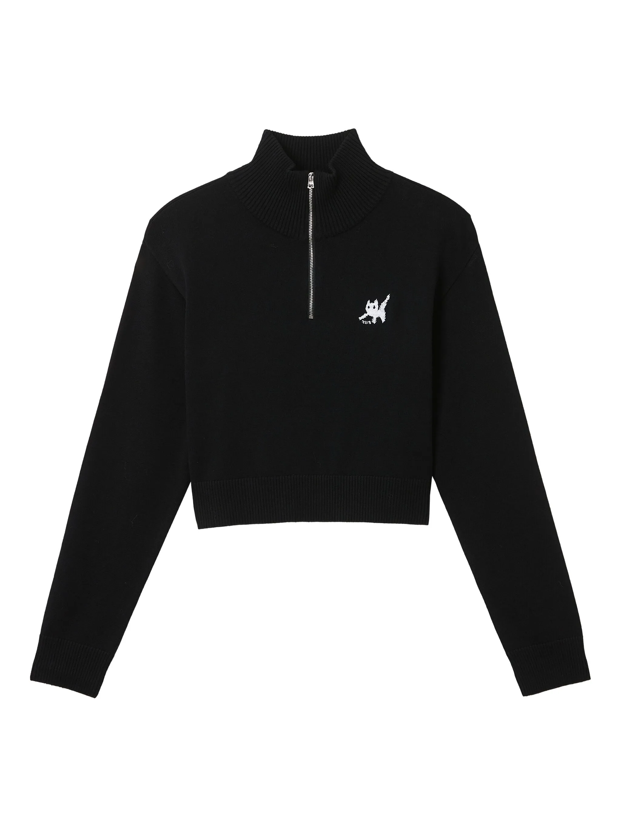 

Свитер с воротником на молнии и вышивкой Izzue, черный