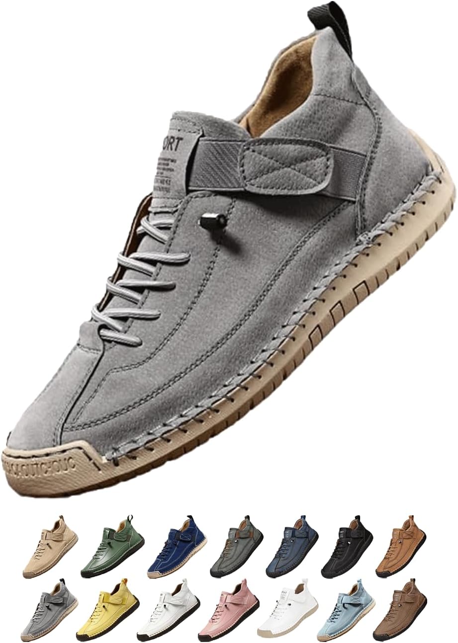 

Удобные ортопедические кроссовки, регулируемые кожаные кроссовки, легкие повседневные лоферы с противоскользящей подошвой Generic, серый