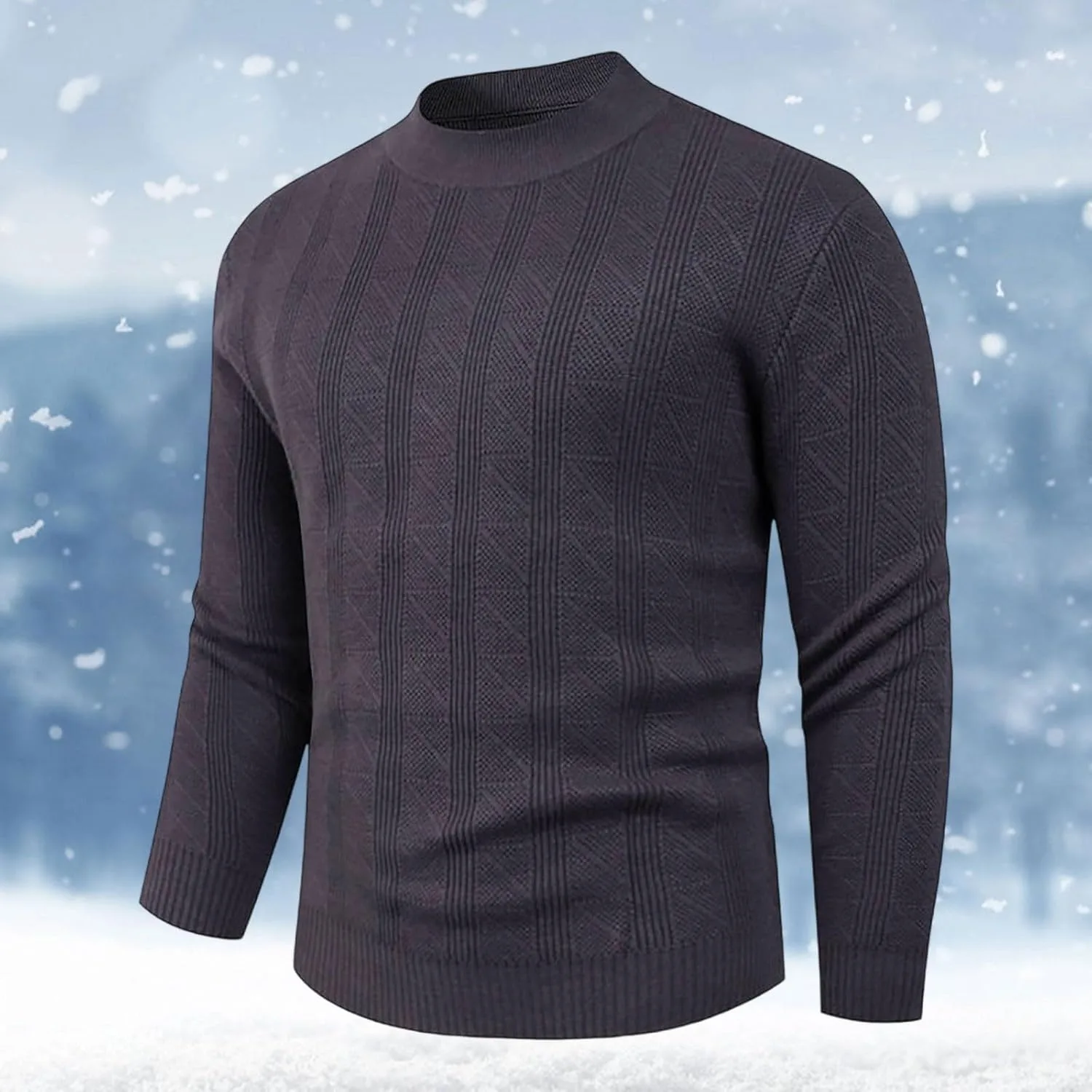 Мужской свитер-пуловер с длинными рукавами и slim fit — фото 2