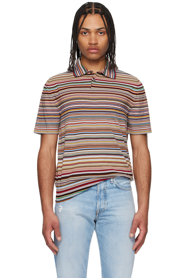 

Поло из хлопка с вязаной полосой Signature Paul Smith, цвет signature stripe