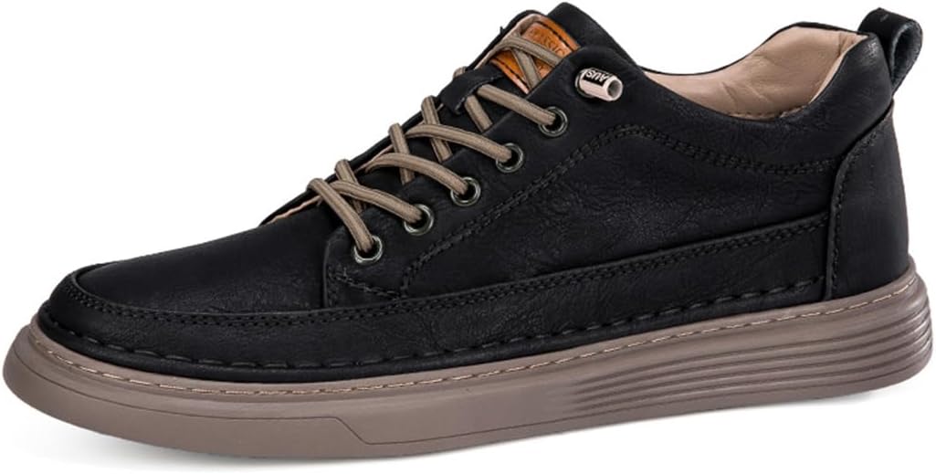 

Мужские туфли на каблуке-невидимке, противоскользящие, с увеличением роста, из кожи, модные кроссовки для ходьбы, низкие повседневные обувь Ygceeia, черный