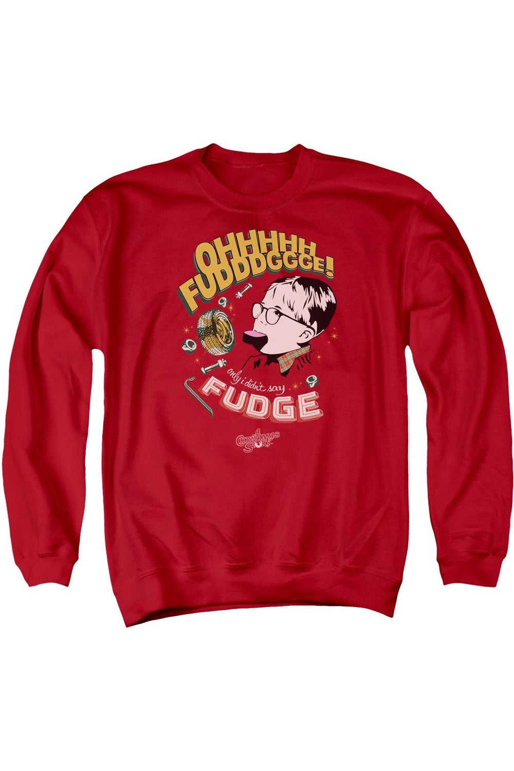 

Толстовка с круглым вырезом для взрослых A Christmas Story Fudge Gildan, красный