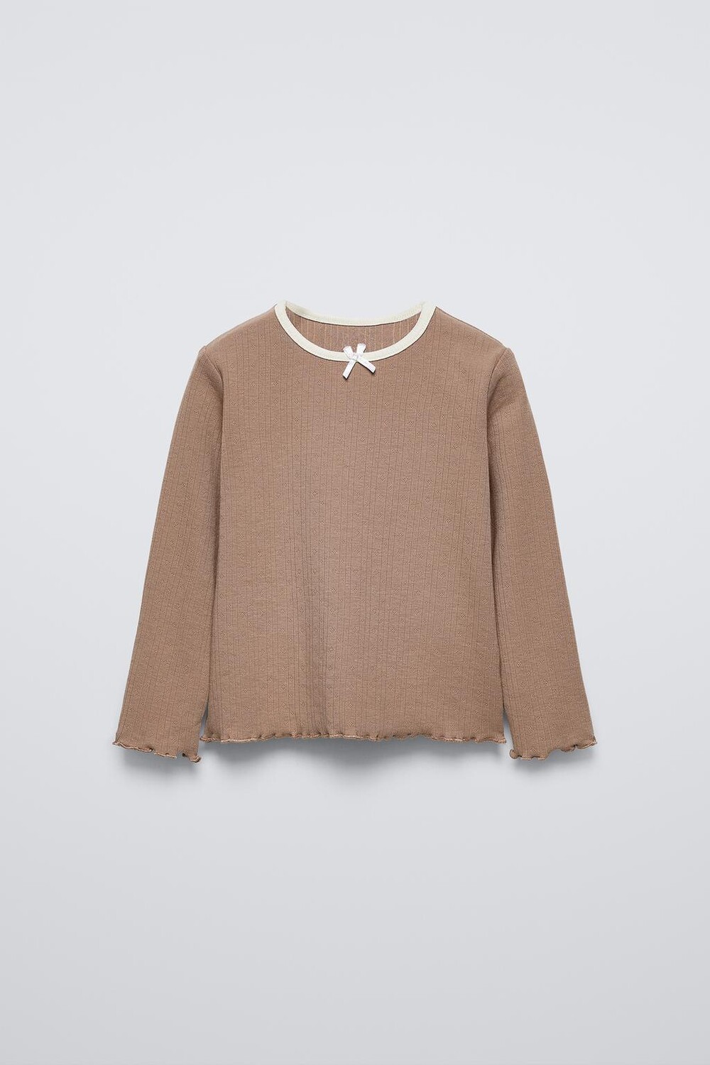 

Футболка с отделкой пуантель ZARA, коричневый