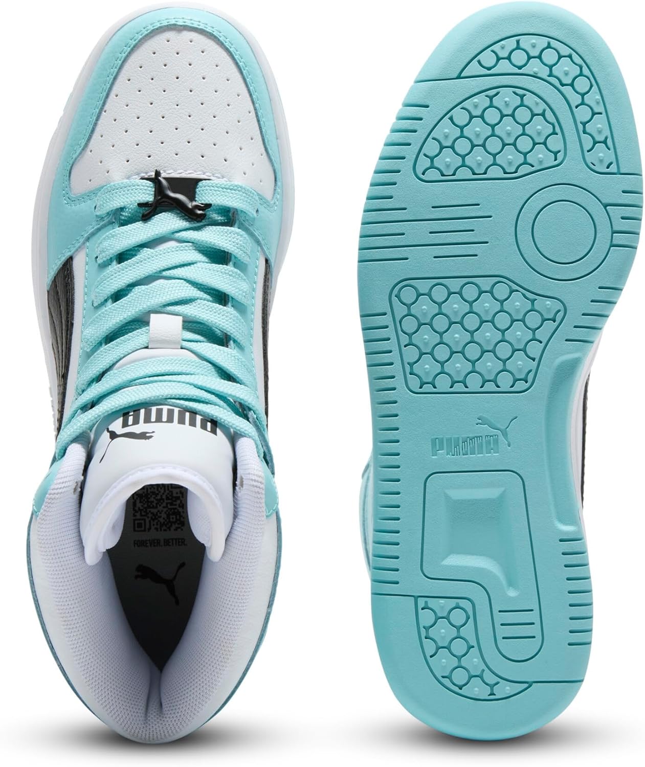Детские кроссовки Puma Rebound Layup Mid (унисекс), белый/черный — фото 3