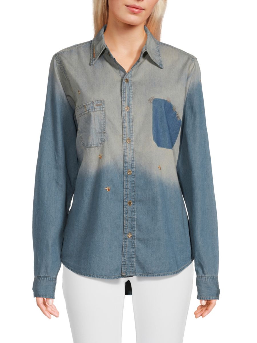 

Рубашка из денима с эффектом выцветания Etienne Marcel, цвет Light Denim