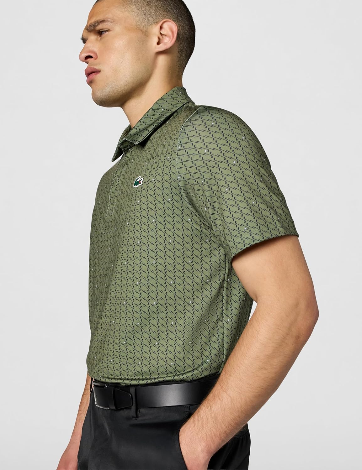 Lacoste мужская поло для гольфа Regular Fit с защитой от ультрафиолета, Khaki Green & Navy Blue — фото 2