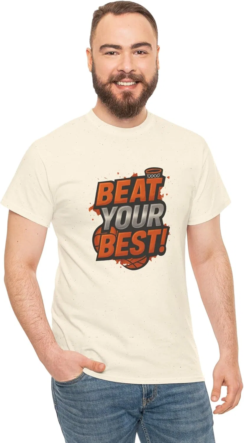Футболка мотивационная Beat Your Best, Unisex Heavy Cotton Tee, цвет Natural — фото 3