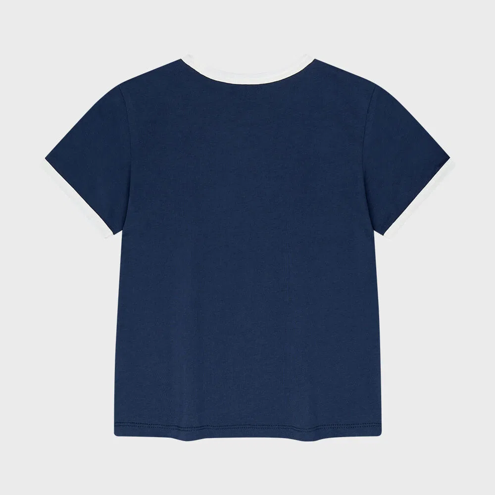 Детская футболка Kids Citron Ringer синего цвета от Marithé Kids — фото 3