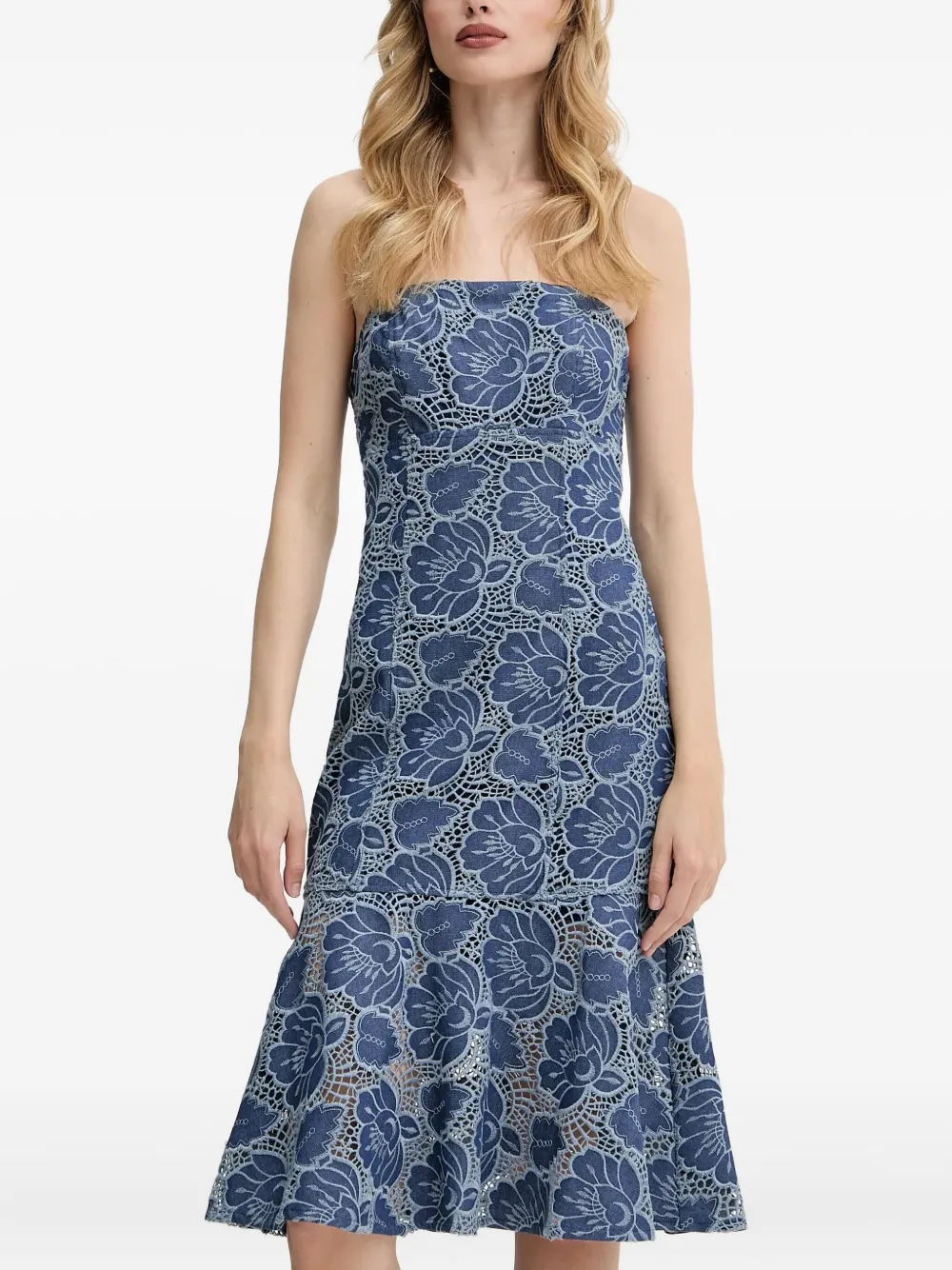 

Кружевное платье без бретелей GUESS USA, синий