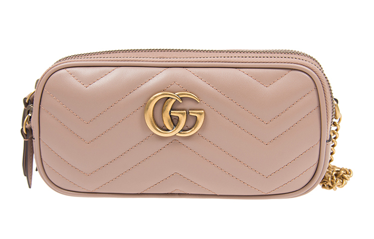 

GUCCI Сумка через плечо мини GG Marmont стеганая кожаная женская розовая