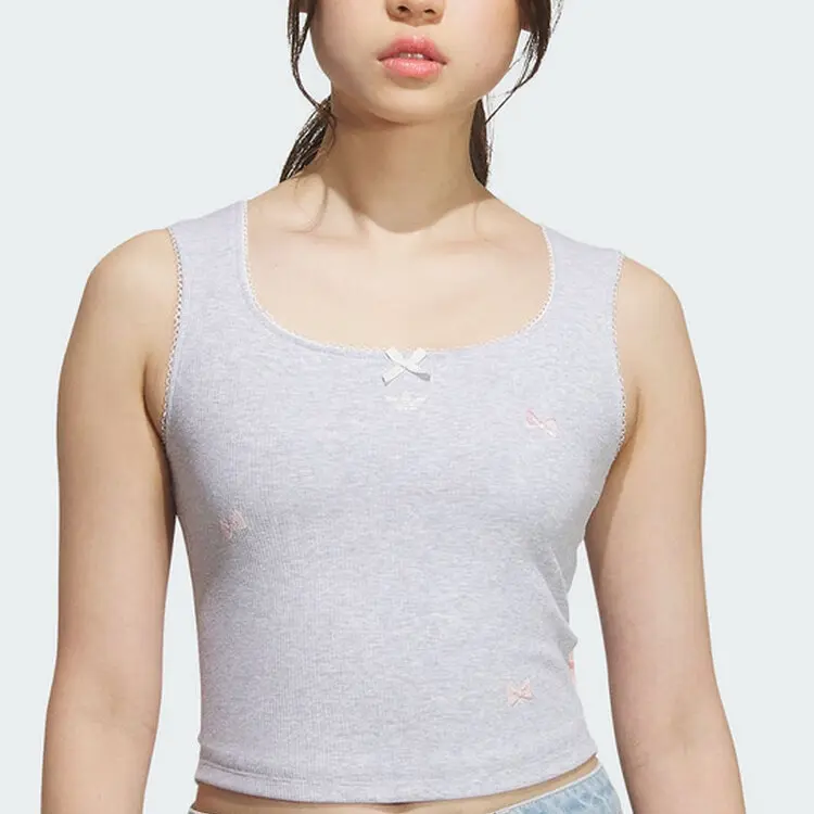 Топ майка Clover Series Outfit Women's Light Heather Gray Adidas Originals, серый — фото 3