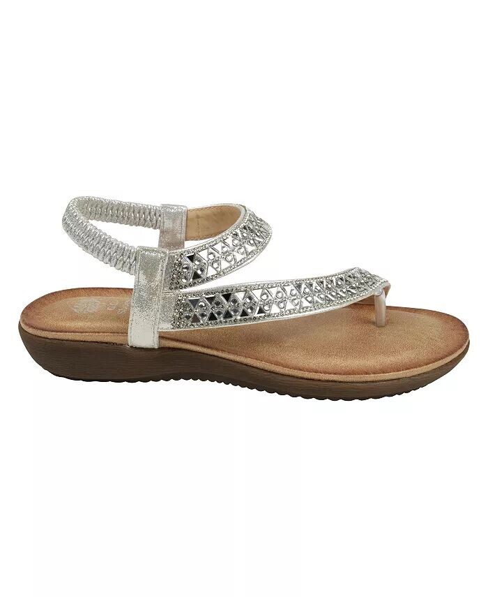Женские асимметричные сандалии на плоской подошве Reille с украшениями GC Shoes, серый — фото 2