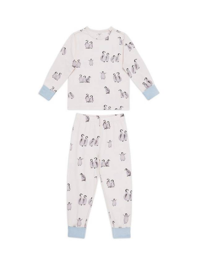 

Детский комплект пижамы с длинными рукавами и принтом пингвина из хлопковой смеси Chelsea Peers, Off White