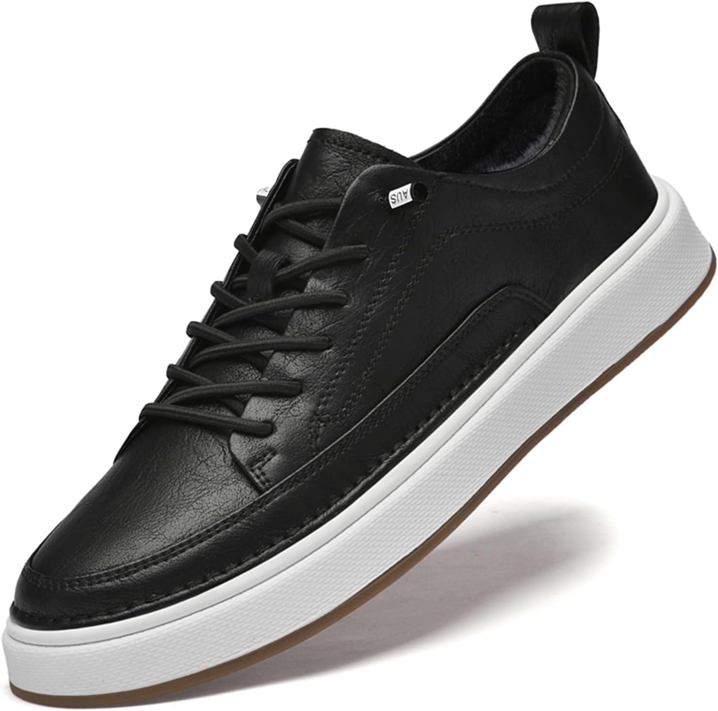 

Мужская зимняя повседневная обувь из натуральной кожи, противоскользящие туфли с теплой флисовой подкладкой Generic, белый/черный