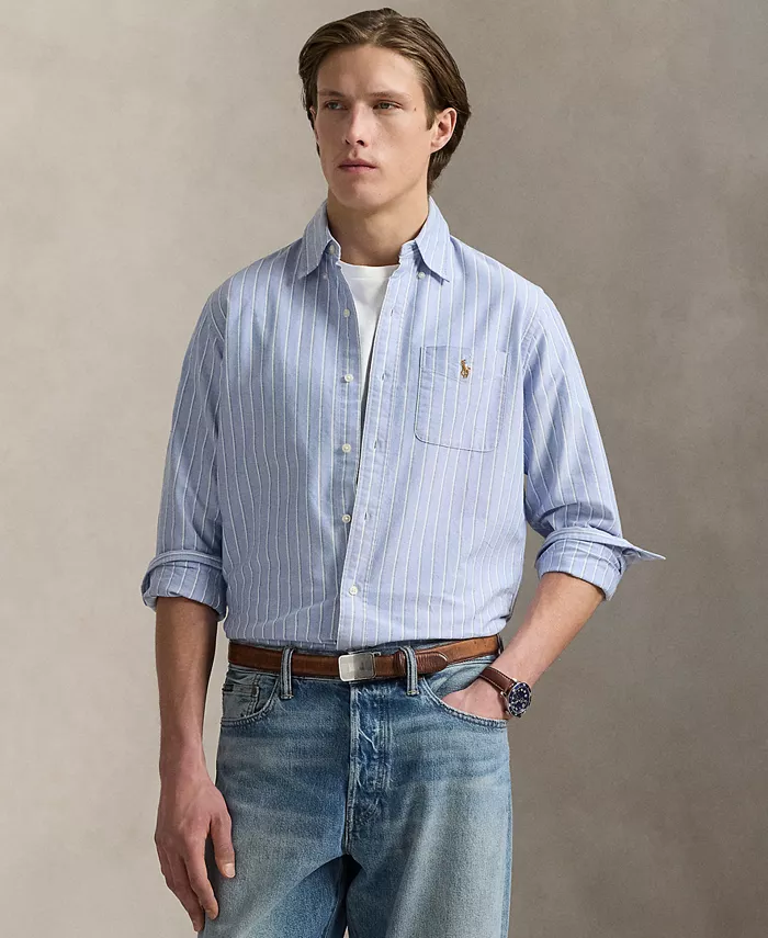 

Мужская классическая полосатая рубашка Oxford Polo Ralph Lauren, розовый