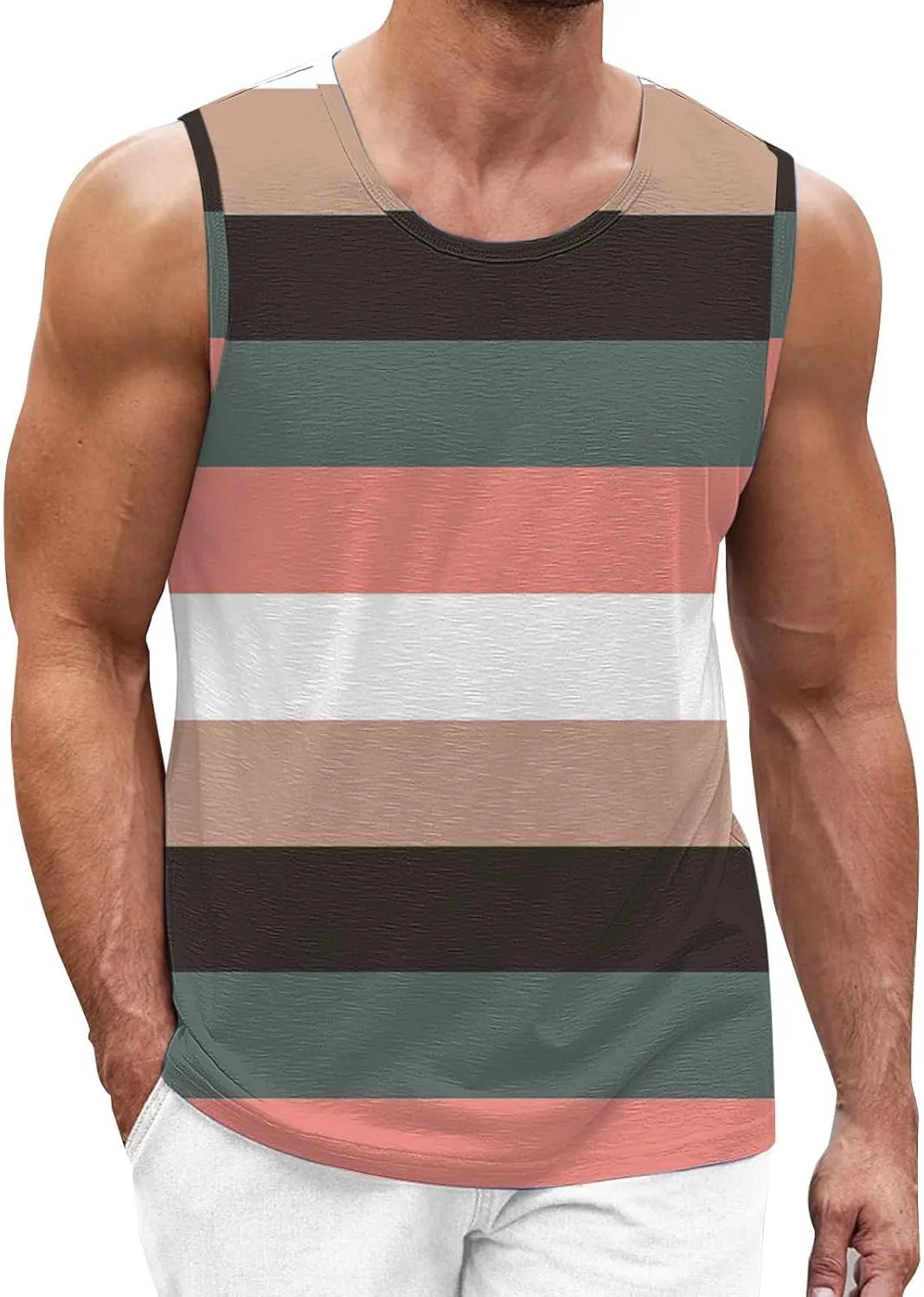 

Мужская майка для тренировок Striped Print Quick Dry Thatrich