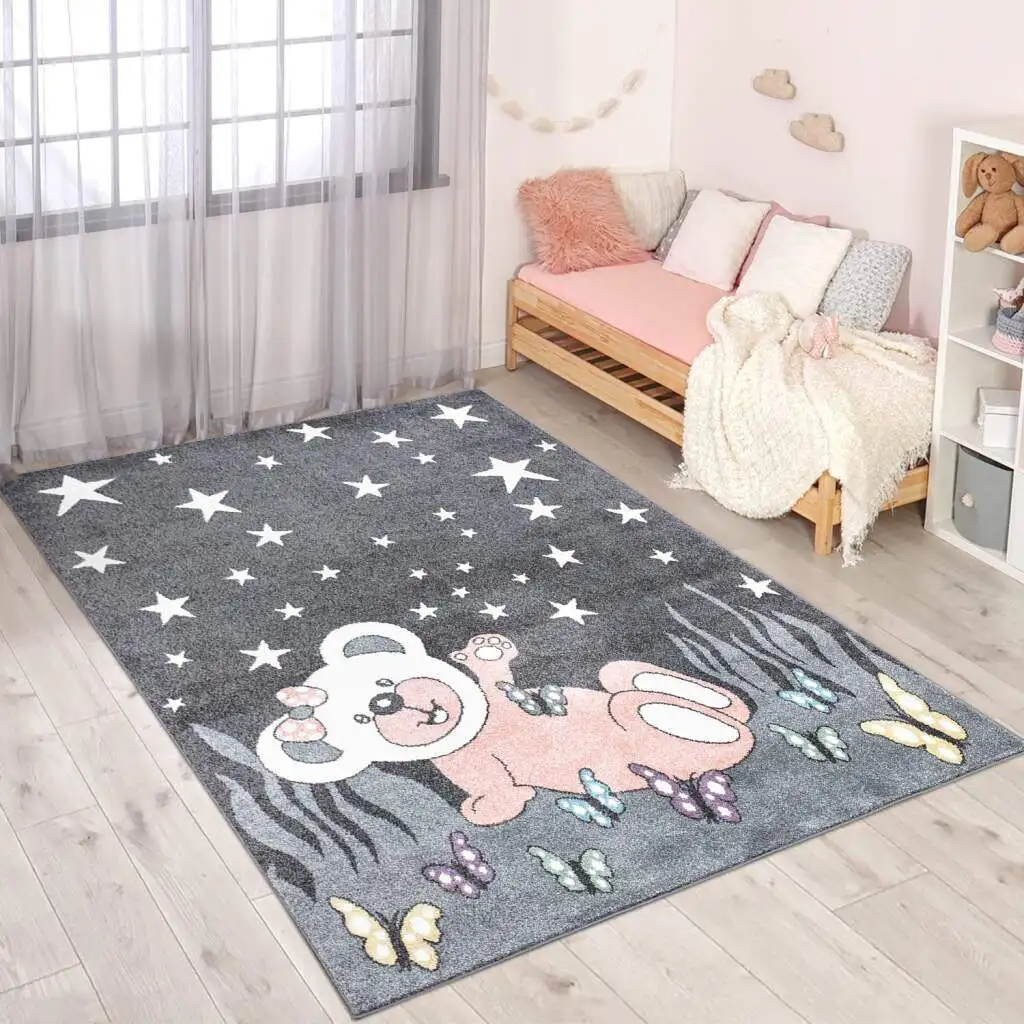 

Детский ковер Carpet City "ANIME 916", прямоугольный, современный ковер для детской комнаты с луной 80х150 см, серый