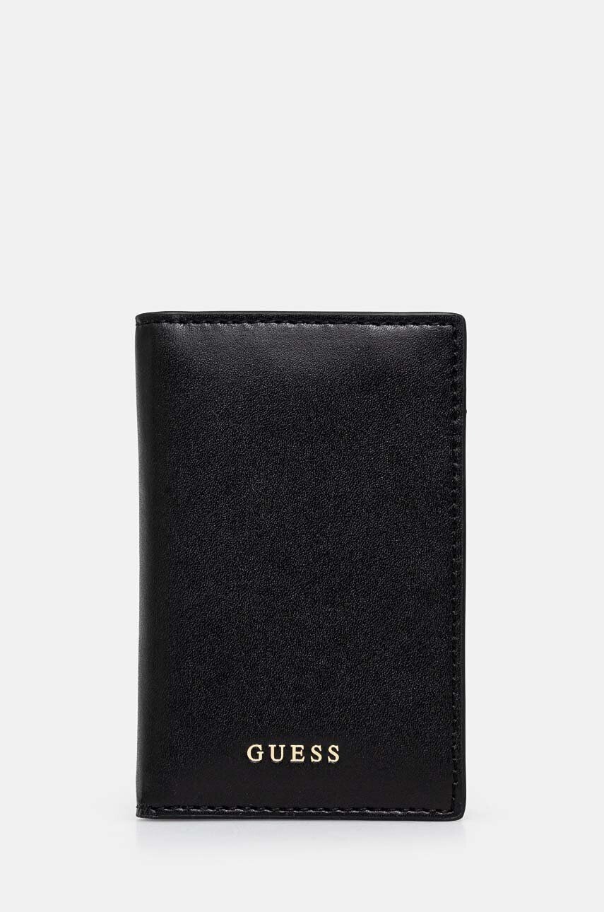 

Кожаная визитница Guess, черный