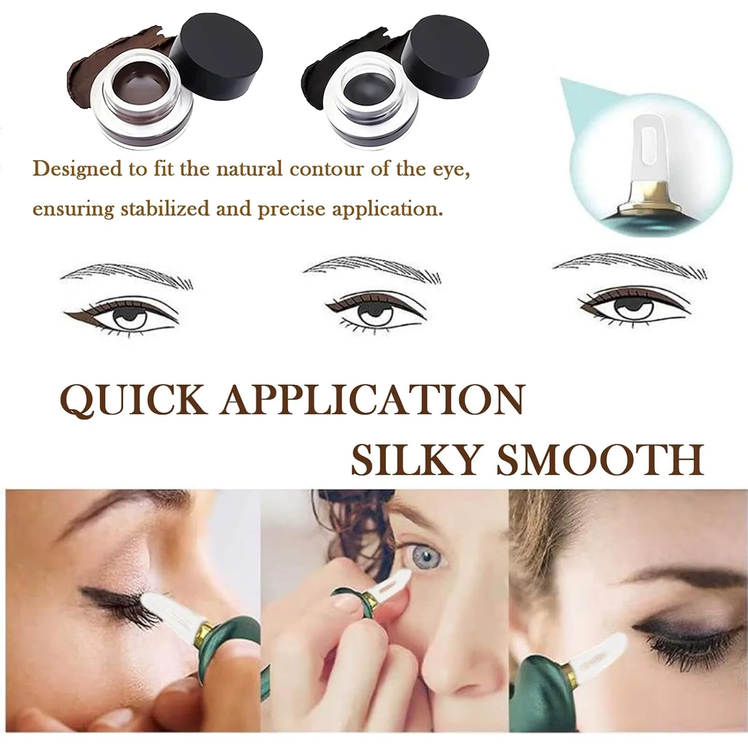 Набор водостойких подводок для глаз с 2 гелевыми подводками и трафаретом Mikloven, Eyeliner Set — фото 2