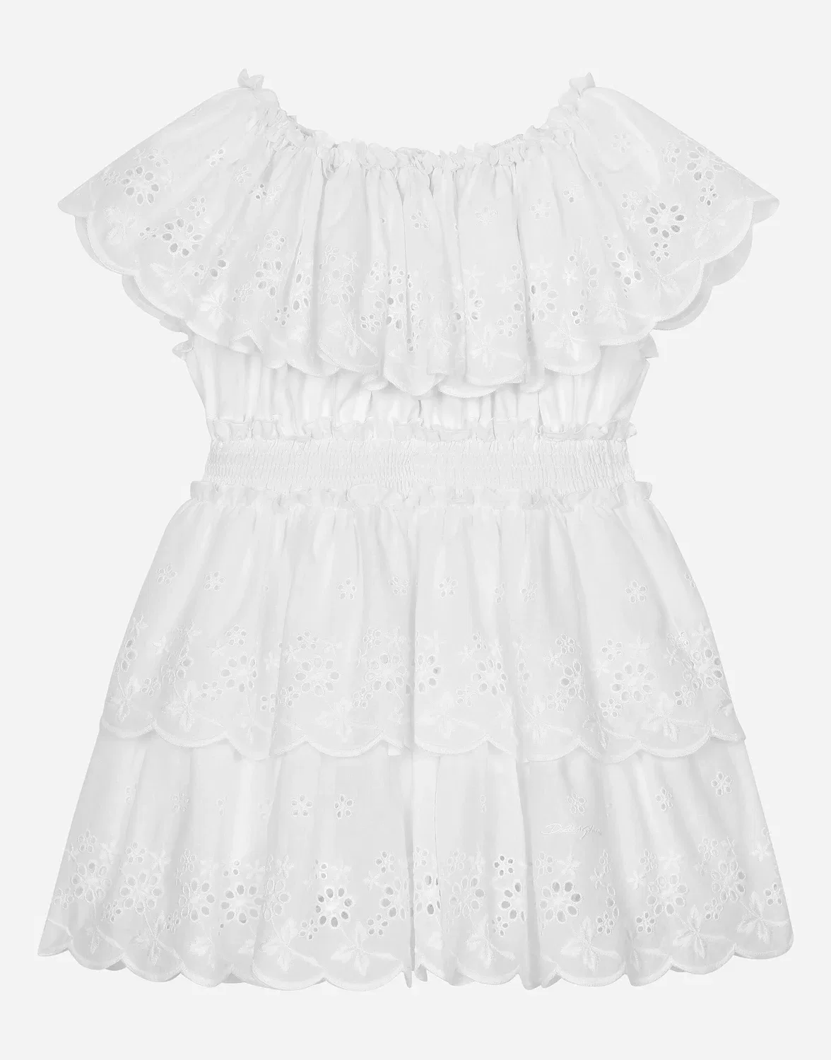Платье из поплина и кружева бродери-англяз Dolce&Gabbana, белый