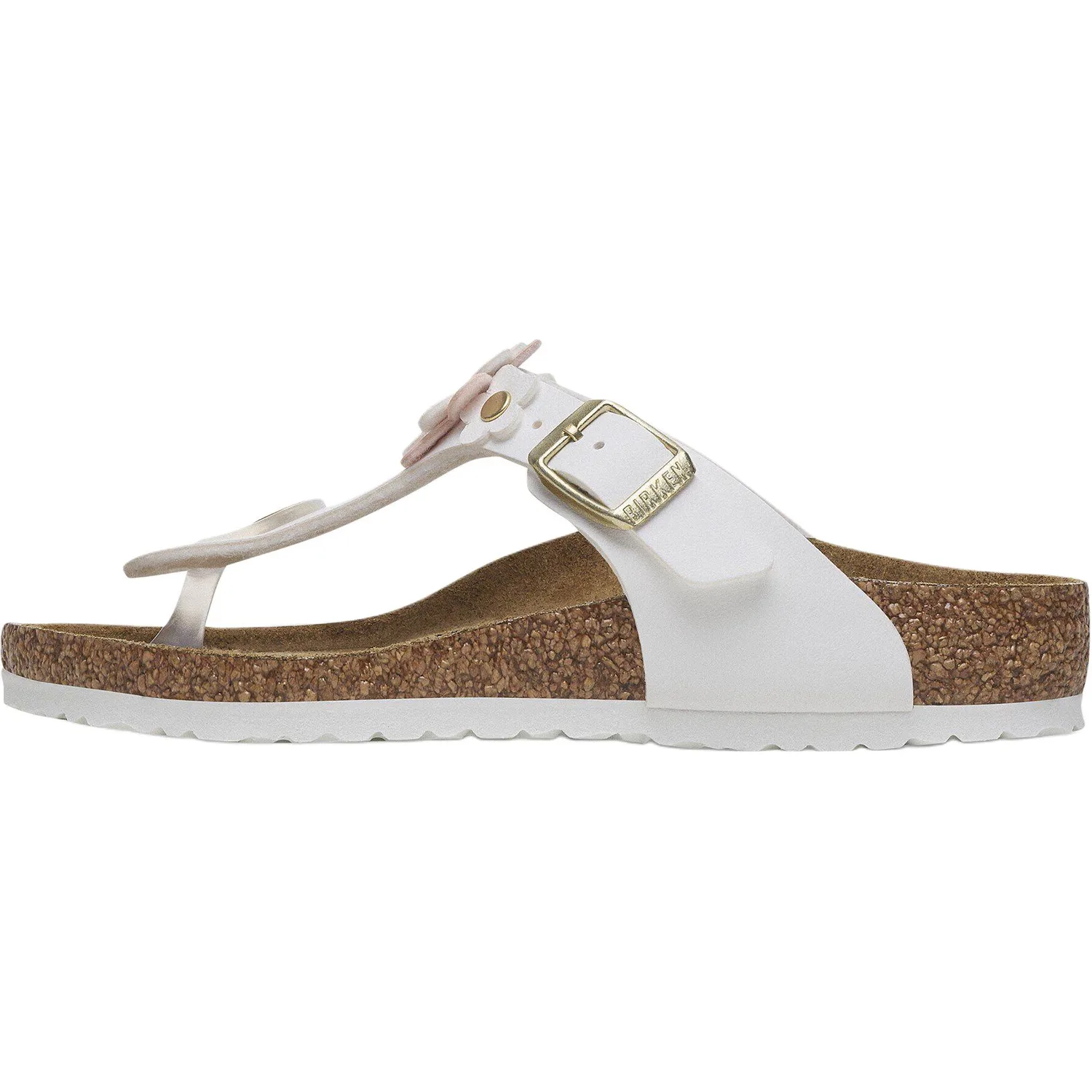 Birkenstock Детские домашние тапочки Gizeh Flower Support белые