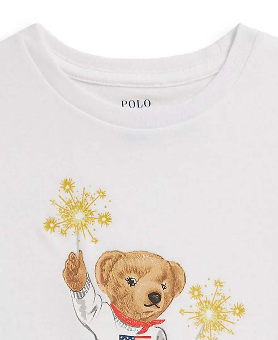 Детская футболка с коротким рукавом Polo Bear (размеры 2T-6X) Polo Ralph Lauren, белый — фото 3