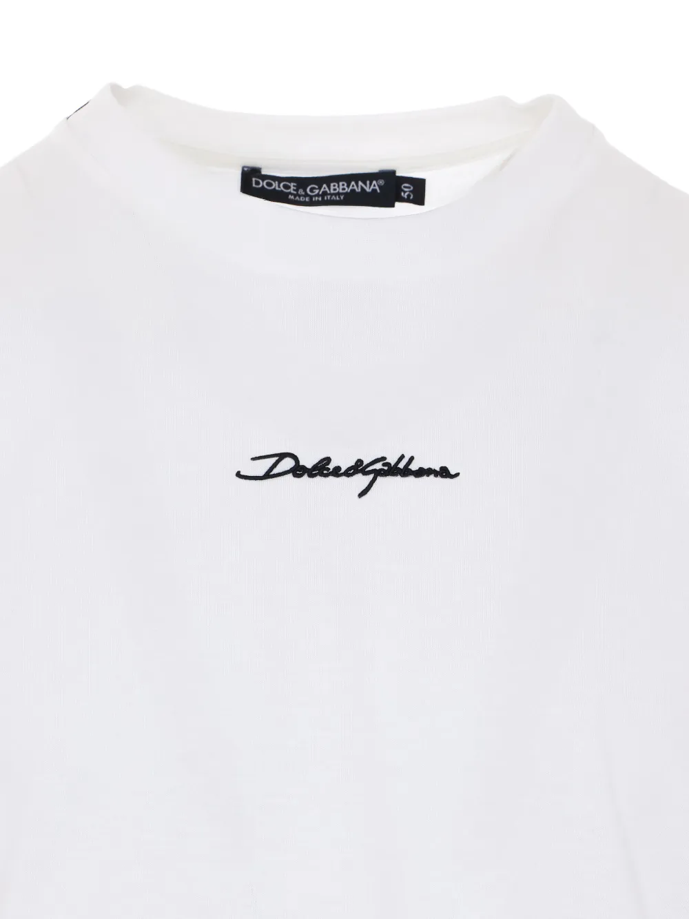 Футболка с вышитым логотипом и круглым вырезом Dolce & Gabbana, белый — фото 4