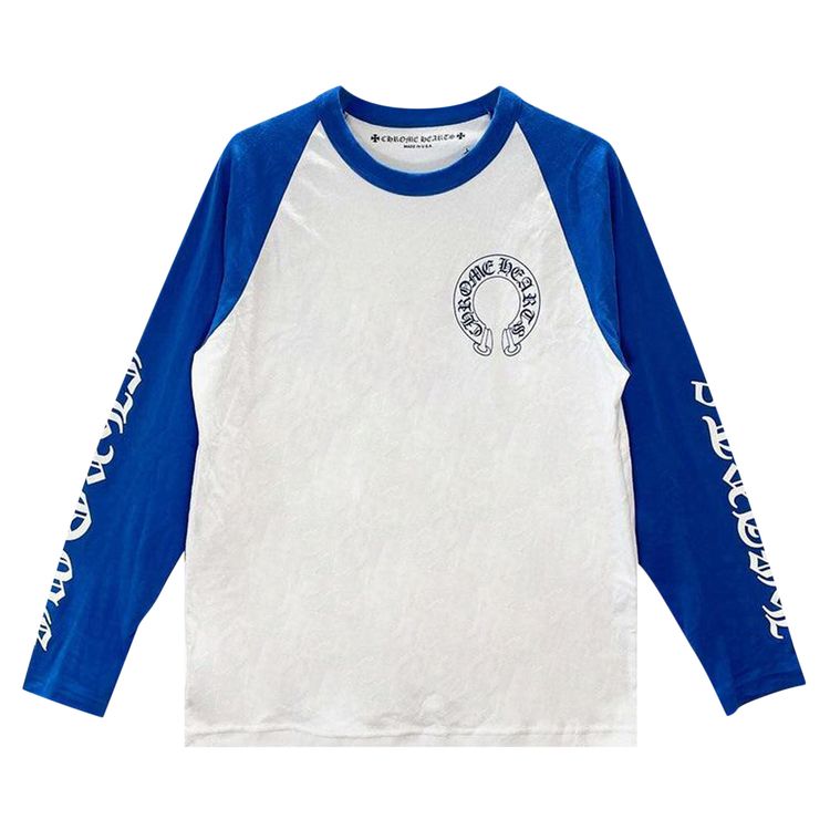 

Футболка Chrome Hearts Long-Sleeve Horseshoe Baseball Tee White/Blue, белый