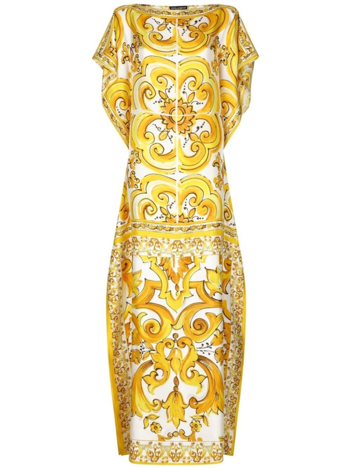 

Dolce & Gabbana шелковое платье макси Majolica, желтый