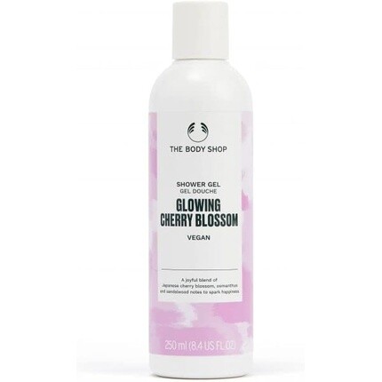 

The Body Shop Гель для душа Glowing Cherry Blossom 250 мл Веганский сертифицированный продукт 92% натуральных ингредиентов Цветочный аромат Переработанная пластиковая бутылка