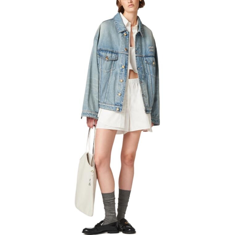 Джинсовая куртка женская синяя Miu Miu — фото 2