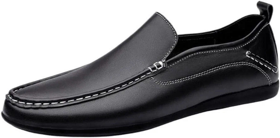 Туфли кожаные мужские на плоском каблуке, Loafers, Black DHFIRUFSHLO