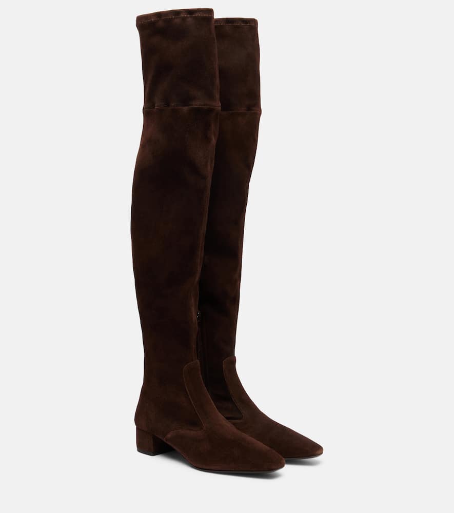 Ботильоны Remi 35 из замши до колена Aquazzura, Espresso