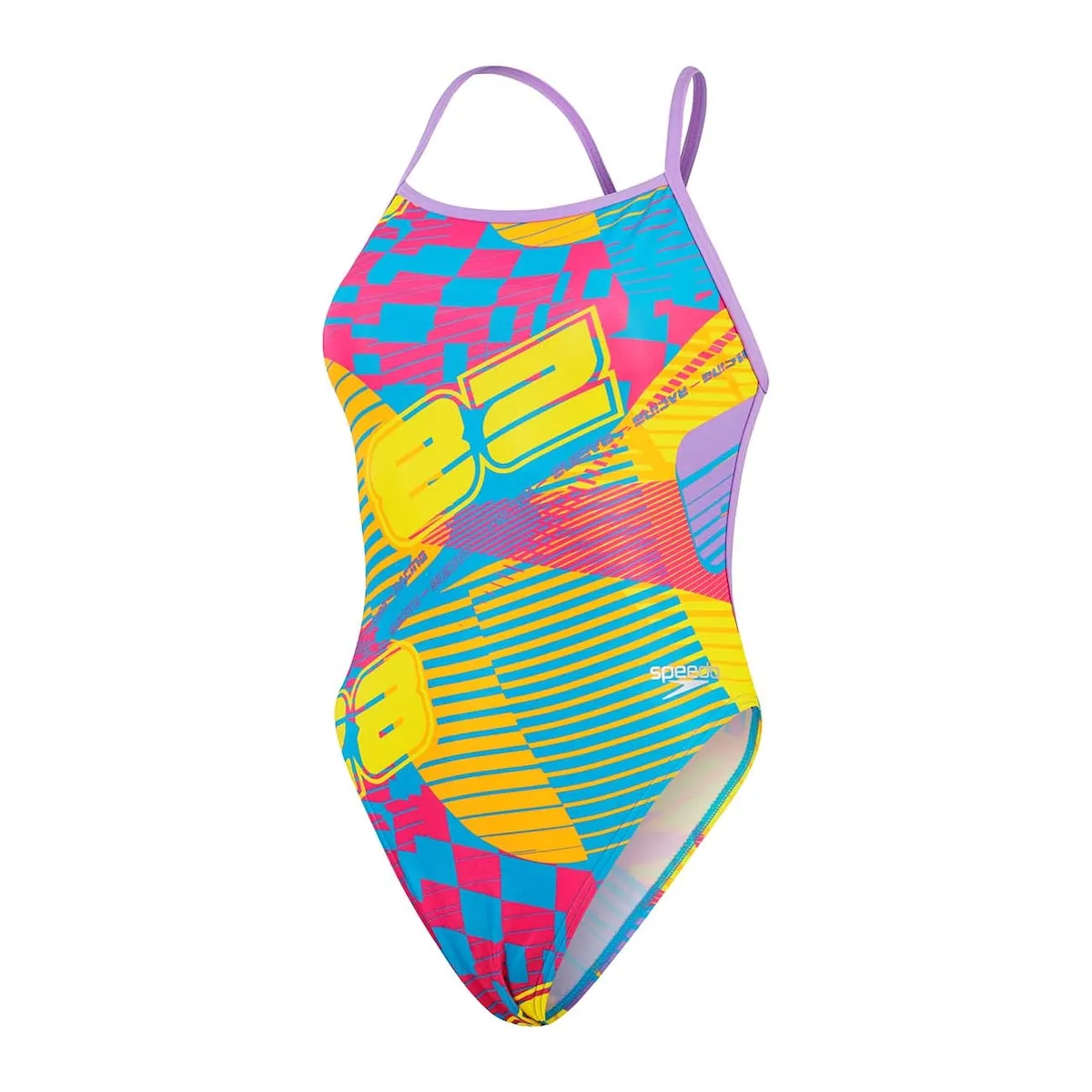 

Женский купальник Speedo Allover Digital с V-образным вырезом на спине, желтый