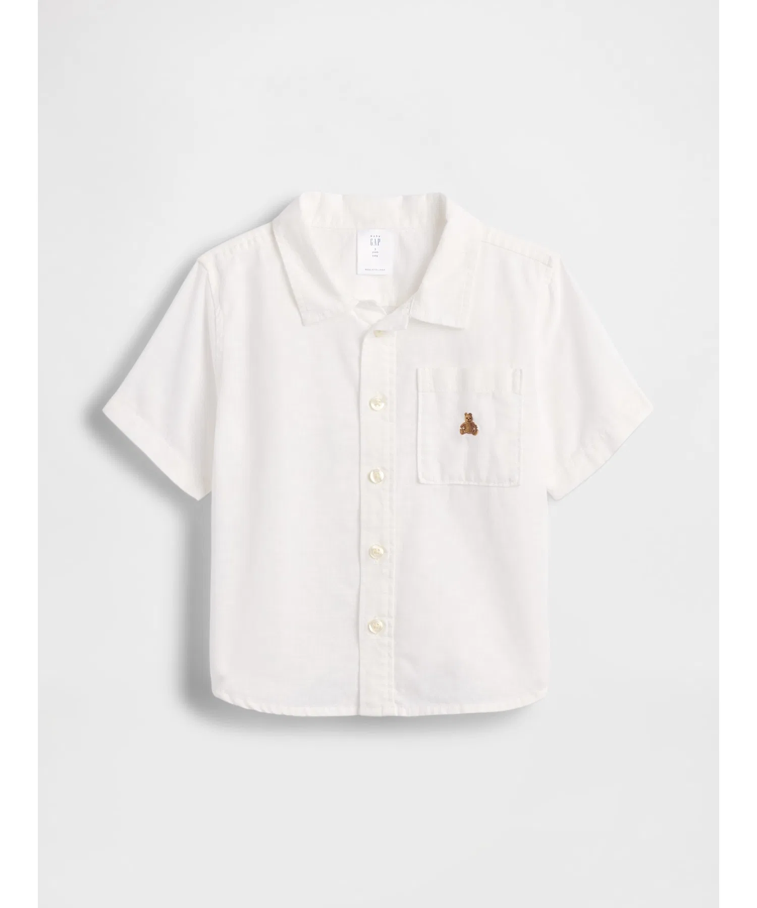 Детская рубашка GAP из хлопка и льна с коротким рукавом — фото 4