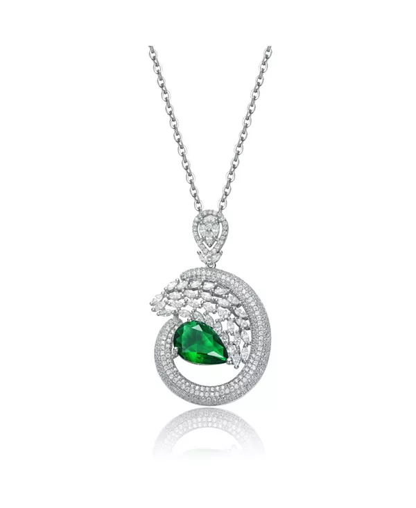 

Ожерелье из стерлингового серебра с зеленым и прозрачным шармом в форме груши Genevive, green